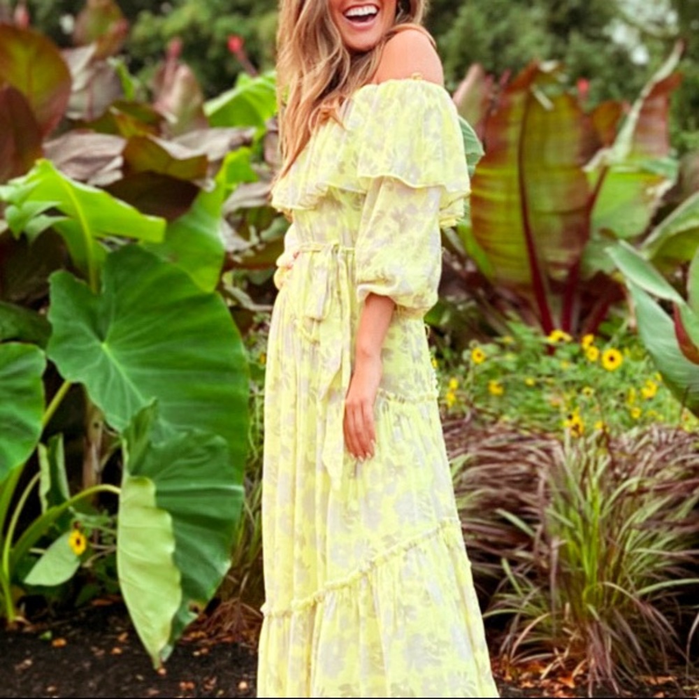 ASTR THE LABEL Kaylani Dress in Yellow Grey (Size XS)